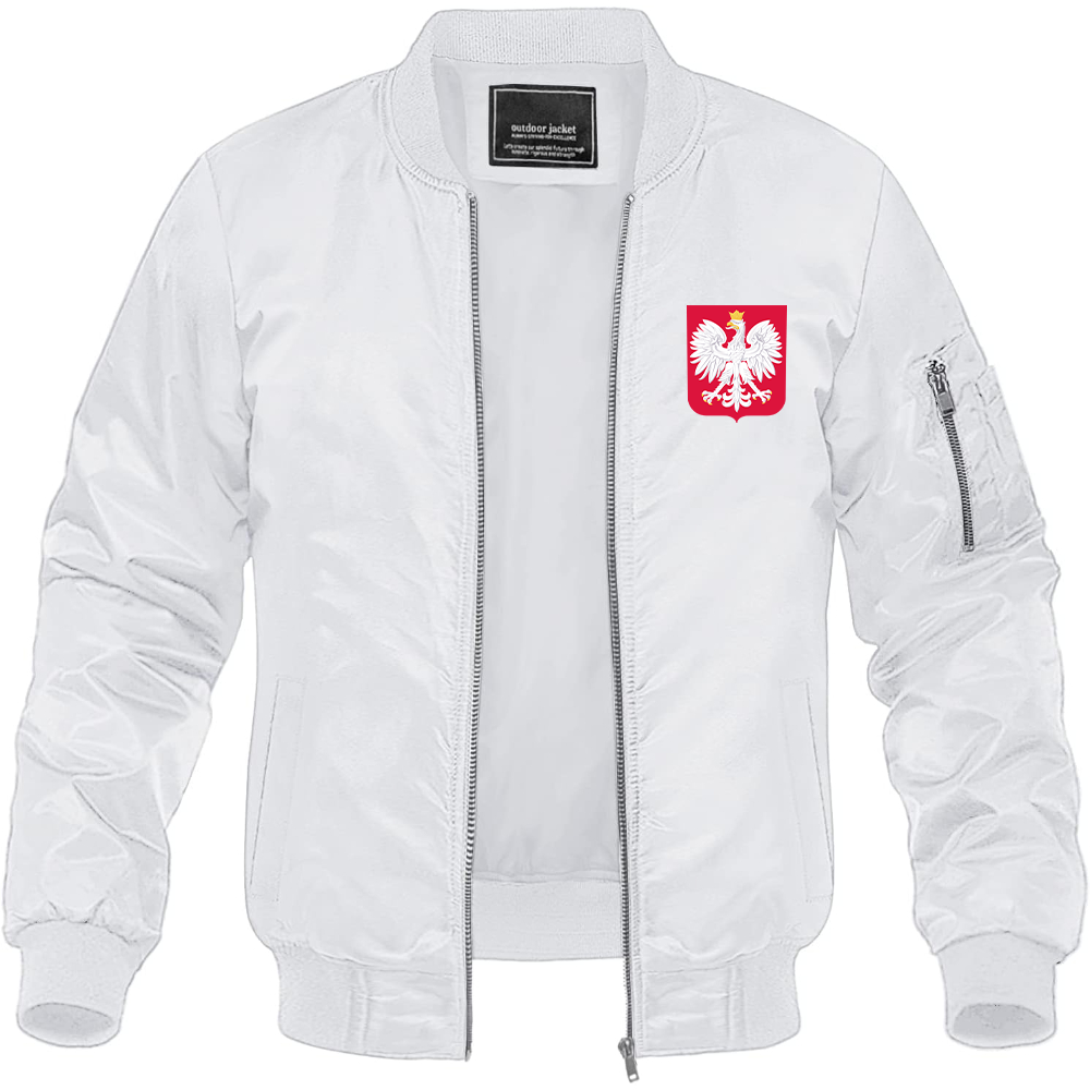 Men's Poland National Soccer Team Lightweight Bomber Jacket Windbreaker Softshell Varsity Jacket Coat