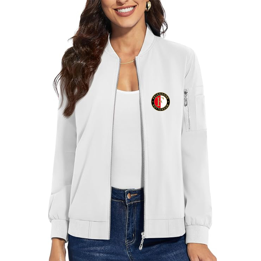 Women's  Feyenoord FC - Premium Bomber Jacket with Polished Detailing and Functional Sleeve Pocket - Modern Luxury Outerwear