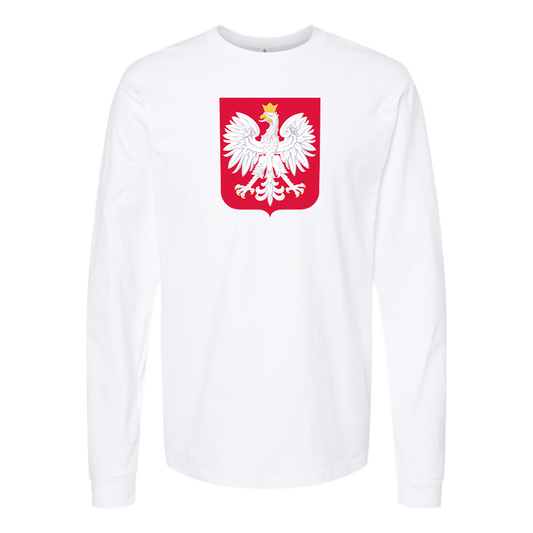 Men's Poland National Soccer Team Cotton Long Sleeve T-Shirt