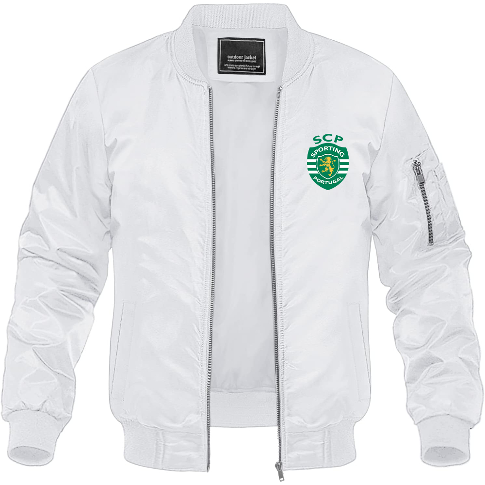 Men's Sporting CP FC Lightweight Bomber Jacket Windbreaker Softshell Varsity Jacket Coat