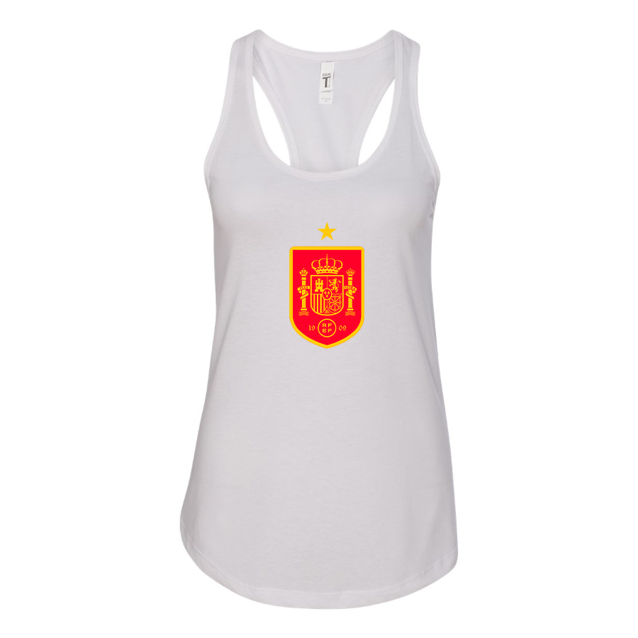 Women's Spain Red Logo National Soccer Team Racerback Tank Top