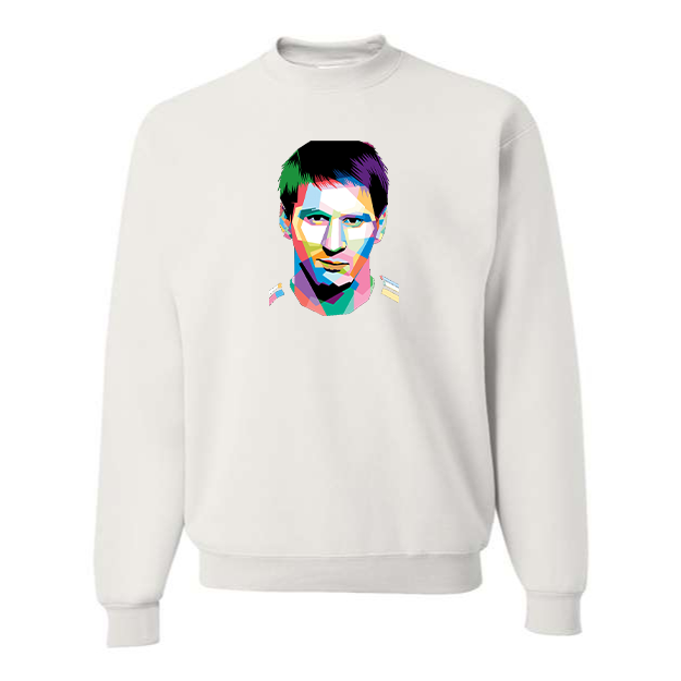 Men's Lionel Messi Face Art Soccer Crewneck Sweatshirt