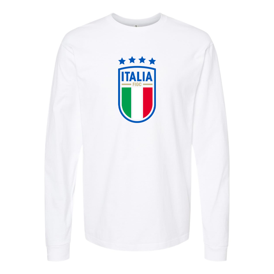 Youth Kids Italy National Soccer Long Sleeve T-Shirt