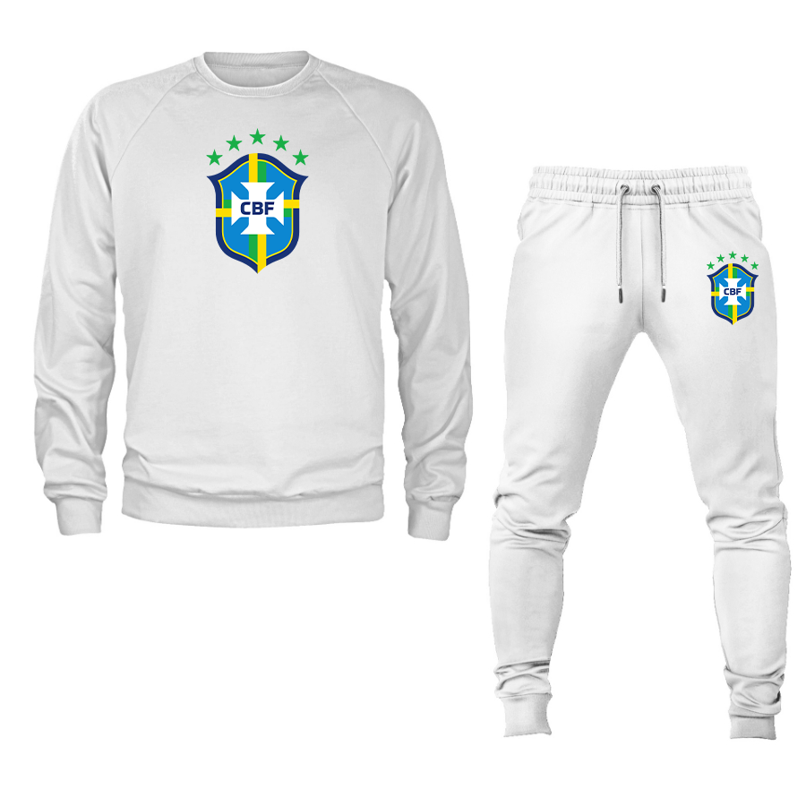 Men's Brazil National Soccer Team Crewneck Sweatshirt Joggers Suit