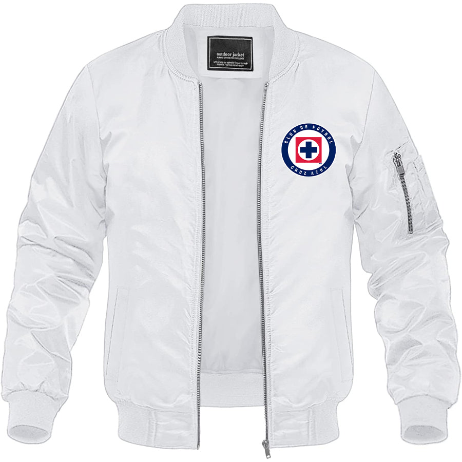 Men's Cruz Azul Football Club Lightweight Bomber Jacket Windbreaker Softshell Varsity Jacket Coat