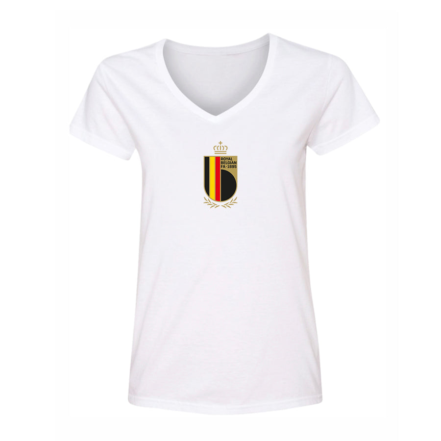 Women's Belgium National Soccer Team V-Neck T-Shirt