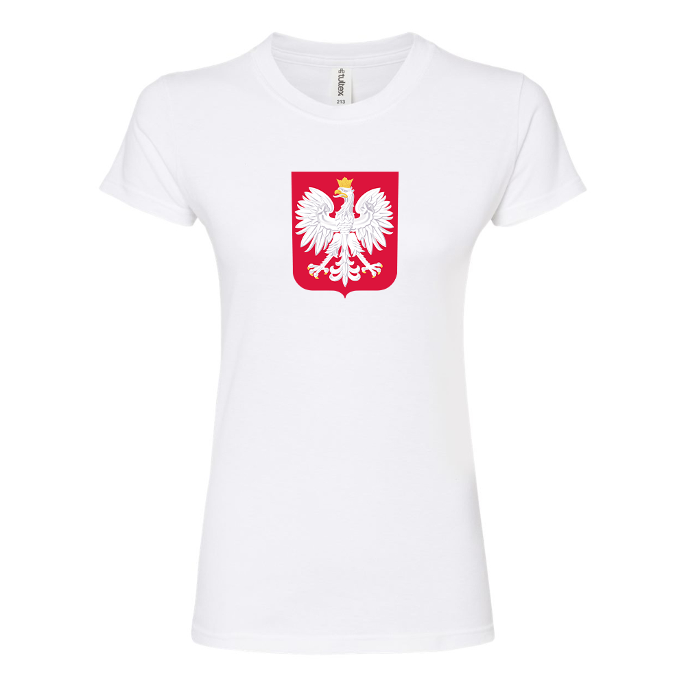 Women's Poland National Soccer Team Round Neck T-Shirt