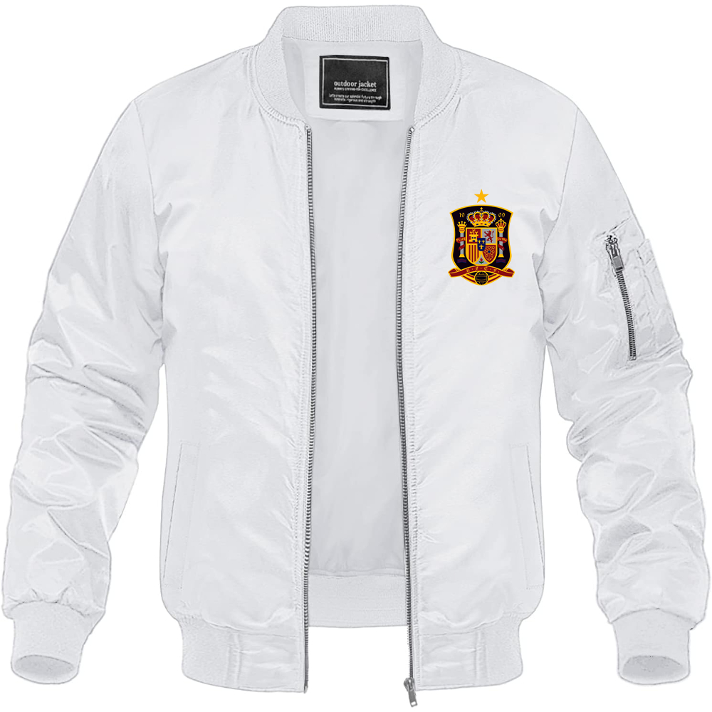 Men's Spain National Soccer Team Lightweight Bomber Jacket Windbreaker Softshell Varsity Jacket Coat