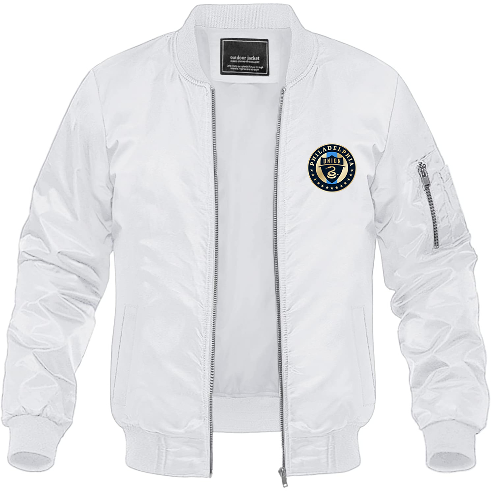 Men's Philadelphia Union FC Lightweight Bomber Jacket Windbreaker Softshell Varsity Jacket Coat