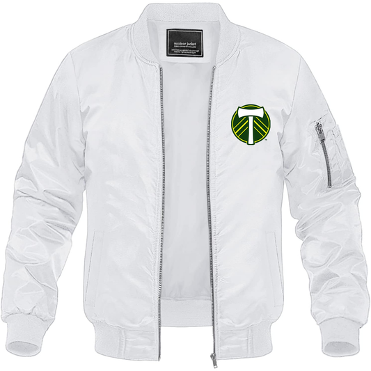 Men's Portland Timbers FC Lightweight Bomber Jacket Windbreaker Softshell Varsity Jacket Coat