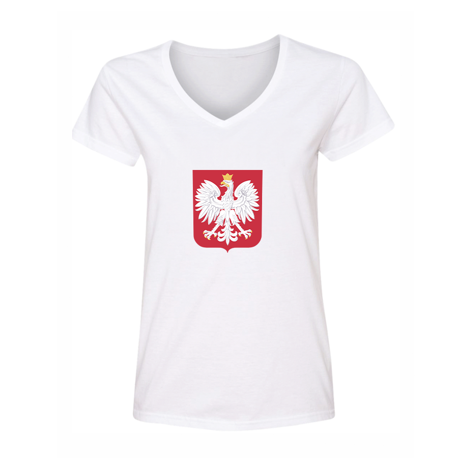 Women's Poland National Soccer Team V-Neck T-Shirt