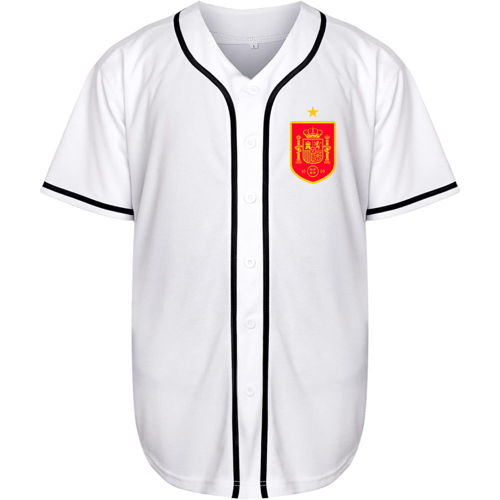 Men's Spain Red Logo National Soccer Team Baseball Jersey