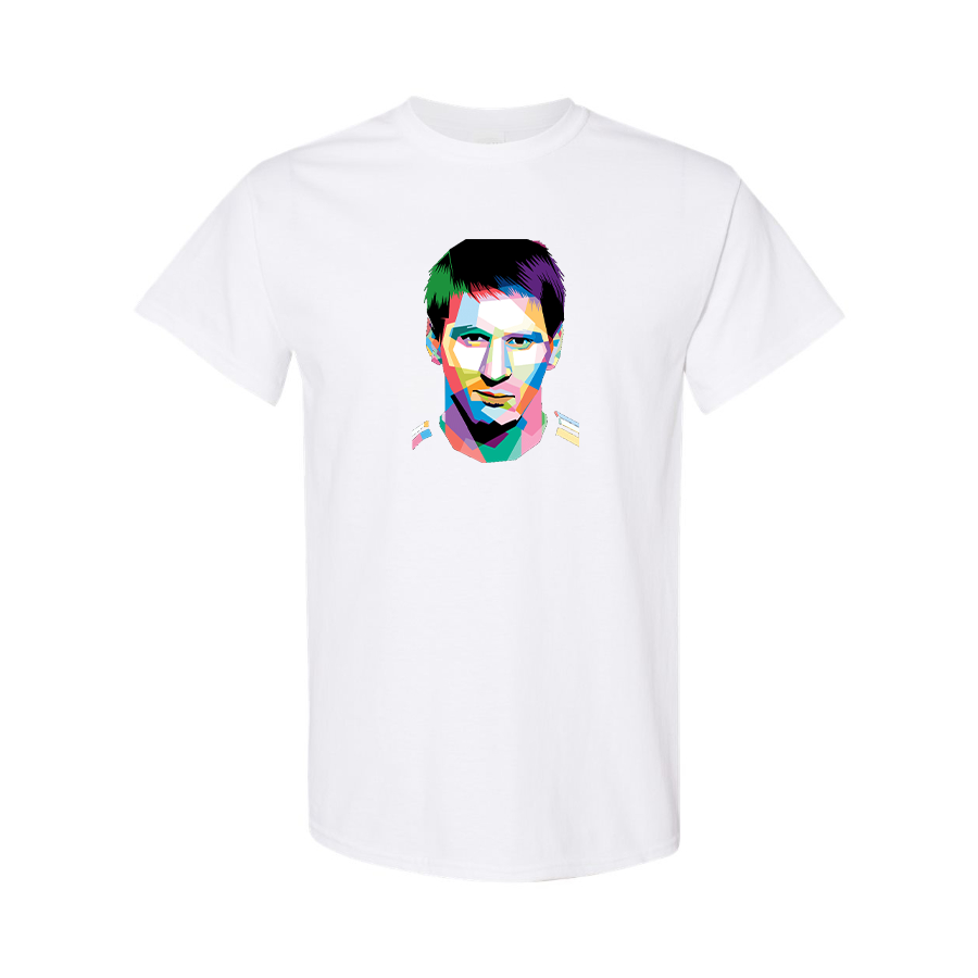 Youth Kids Lionel Messi Face Art Soccer Cotton T-Shirt