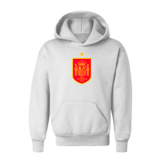 Youth Kids Spain Red Logo National Soccer Team Pullover Hoodie