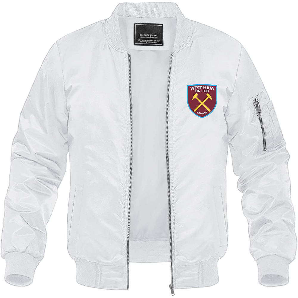 Men's West Ham United FC Lightweight Bomber Jacket Windbreaker Softshell Varsity Jacket Coat