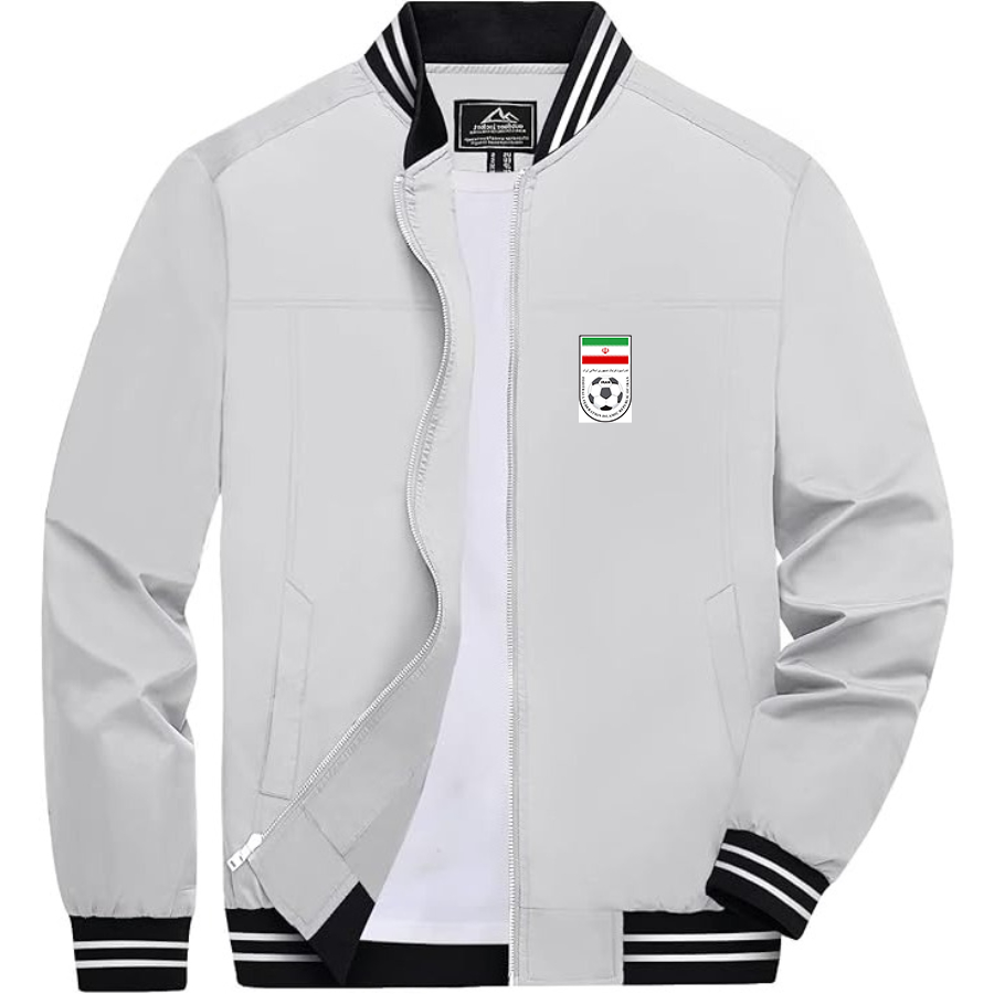 Men’s Iran National Soccer Team  - Lightweight Zip-Up Bomber Jacket with Ribbed Collar and Cuffs - Versatile Casual Outerwear