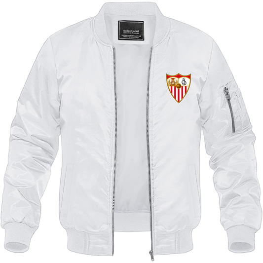 Men's Sevilla FC Lightweight Bomber Jacket Windbreaker Softshell Varsity Jacket Coat