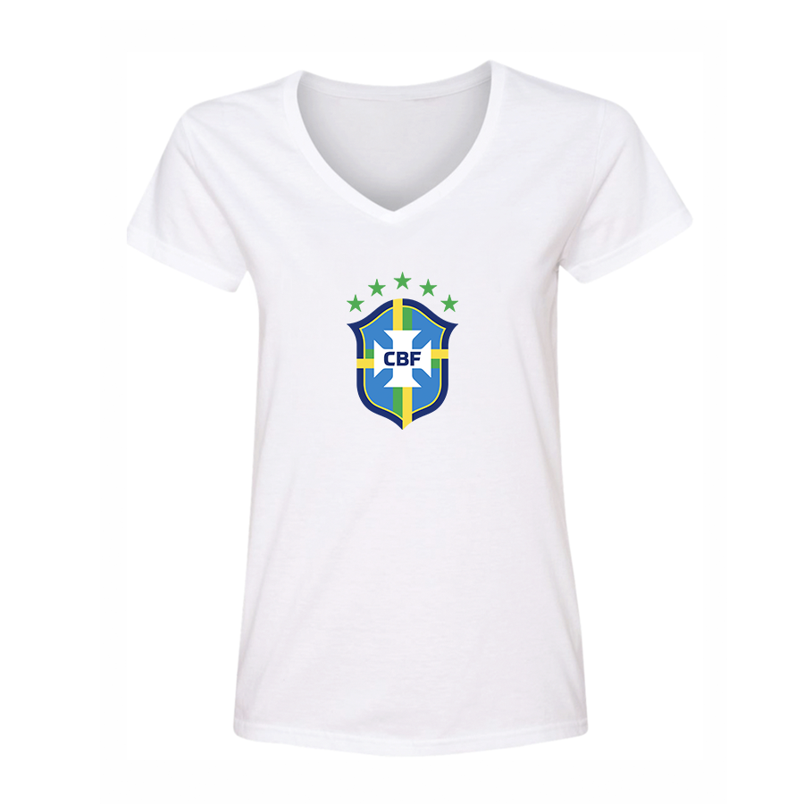 Women's Brazil National Soccer Team V-Neck T-Shirt