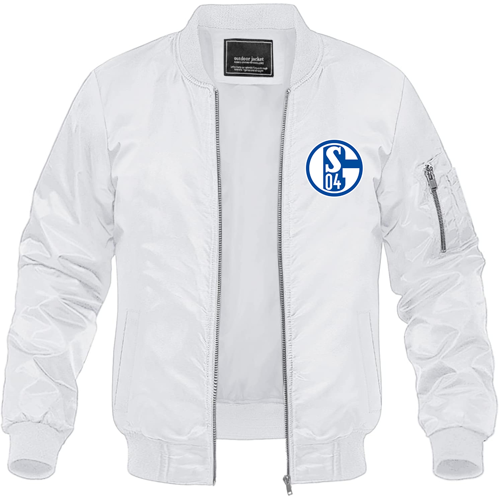 Men's Schalke 04 FC Lightweight Bomber Jacket Windbreaker Softshell Varsity Jacket Coat