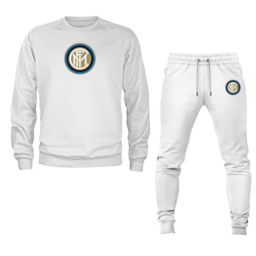 Men's Inter Milan Soccer Logo Crewneck Sweatshirt Joggers Suit