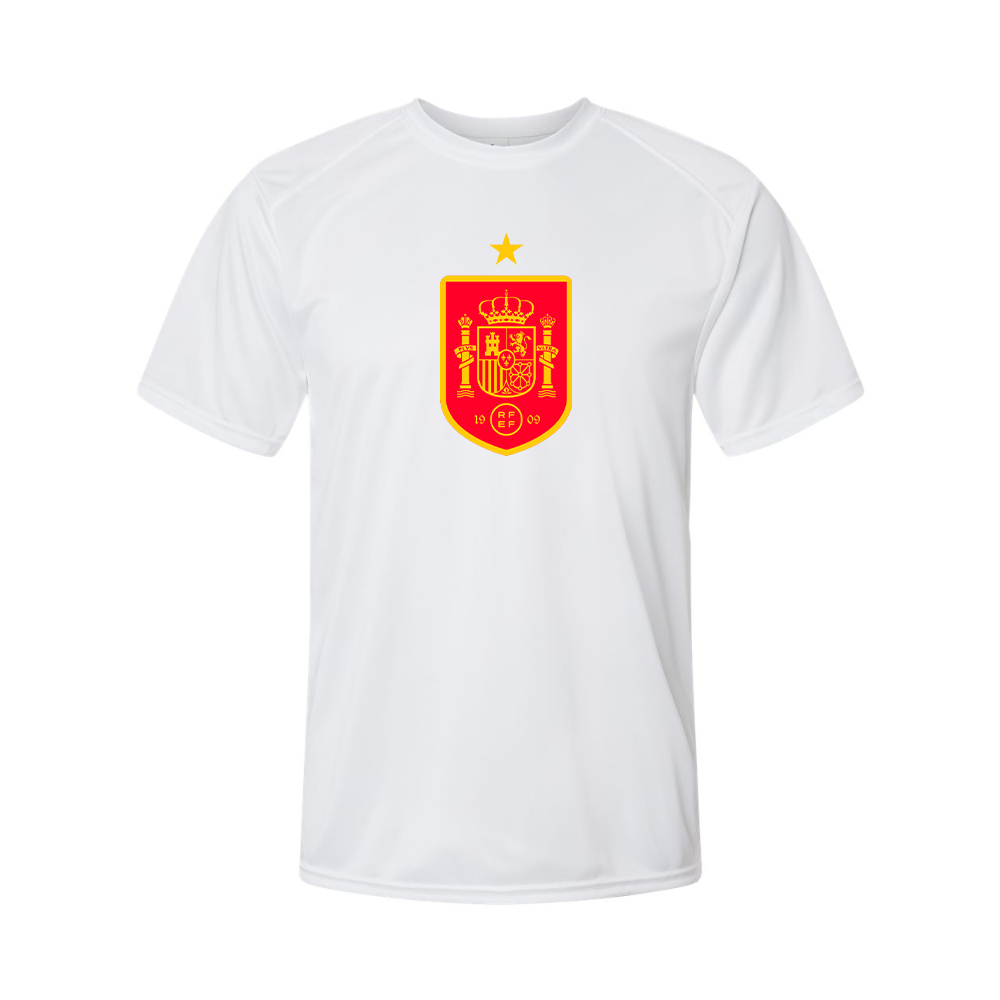 Youth Kids Spain Red Logo National Soccer Team Performance T-Shirt