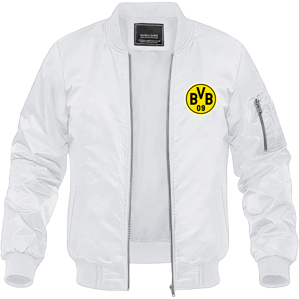 Men's Borussia Dortmund BVB FC Lightweight Bomber Jacket Windbreaker Softshell Varsity Jacket Coat