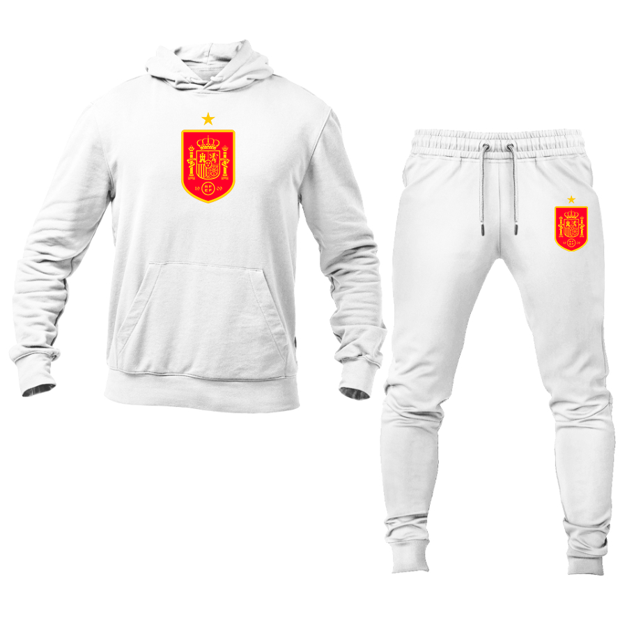 Men's Spain Red Logo National Soccer Team Hoodie Joggers Set