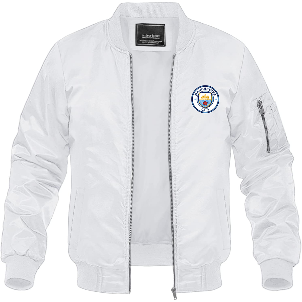 Men's Manchester City Soccer Lightweight Bomber Jacket Windbreaker Softshell Varsity Jacket Coat