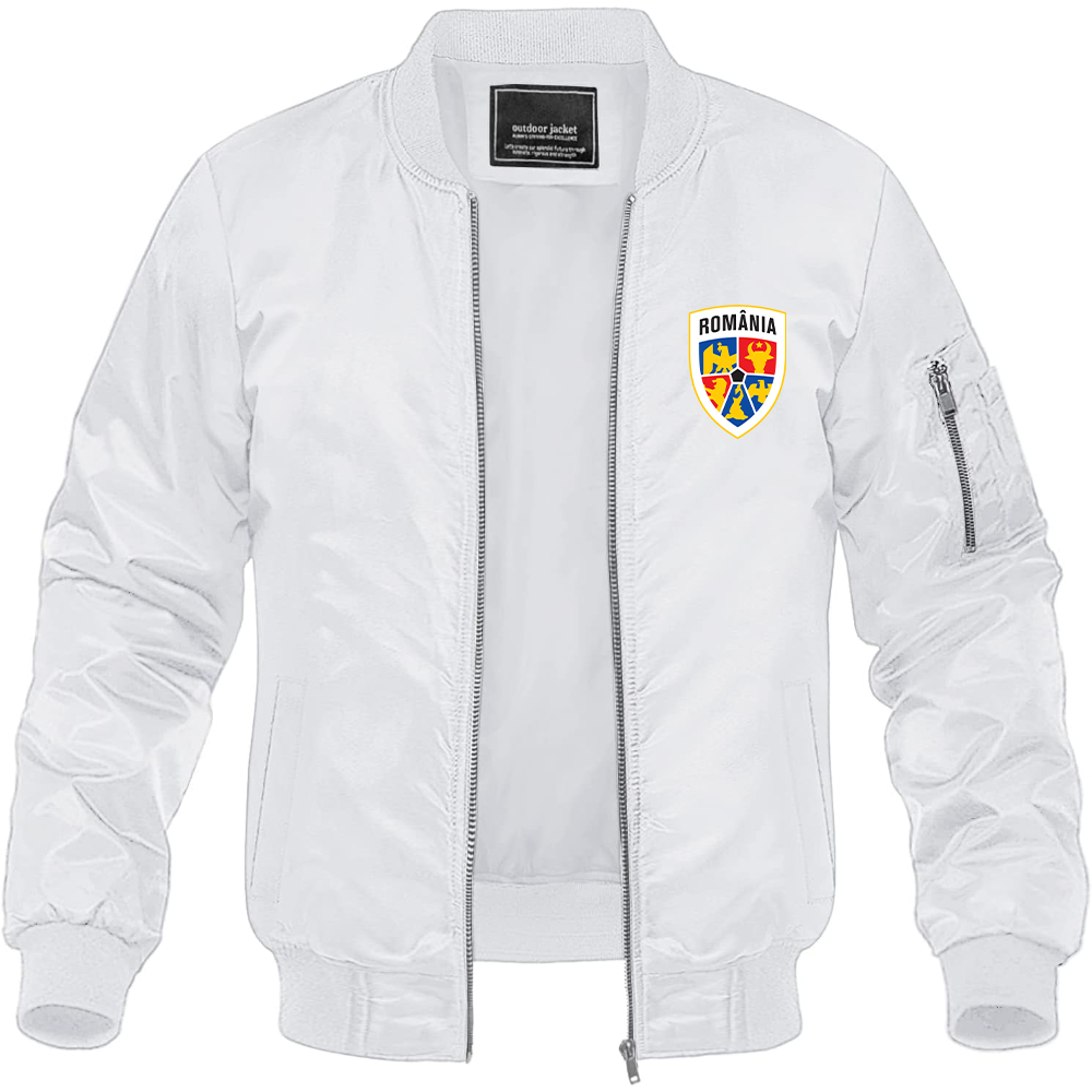 Men's Romania National Soccer Team Lightweight Bomber Jacket Windbreaker Softshell Varsity Jacket Coat