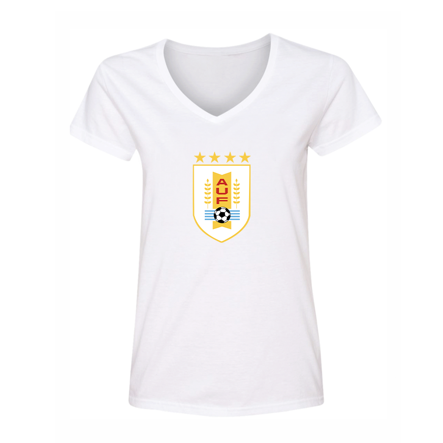 Women's Uruguay National Soccer Team V-Neck T-Shirt