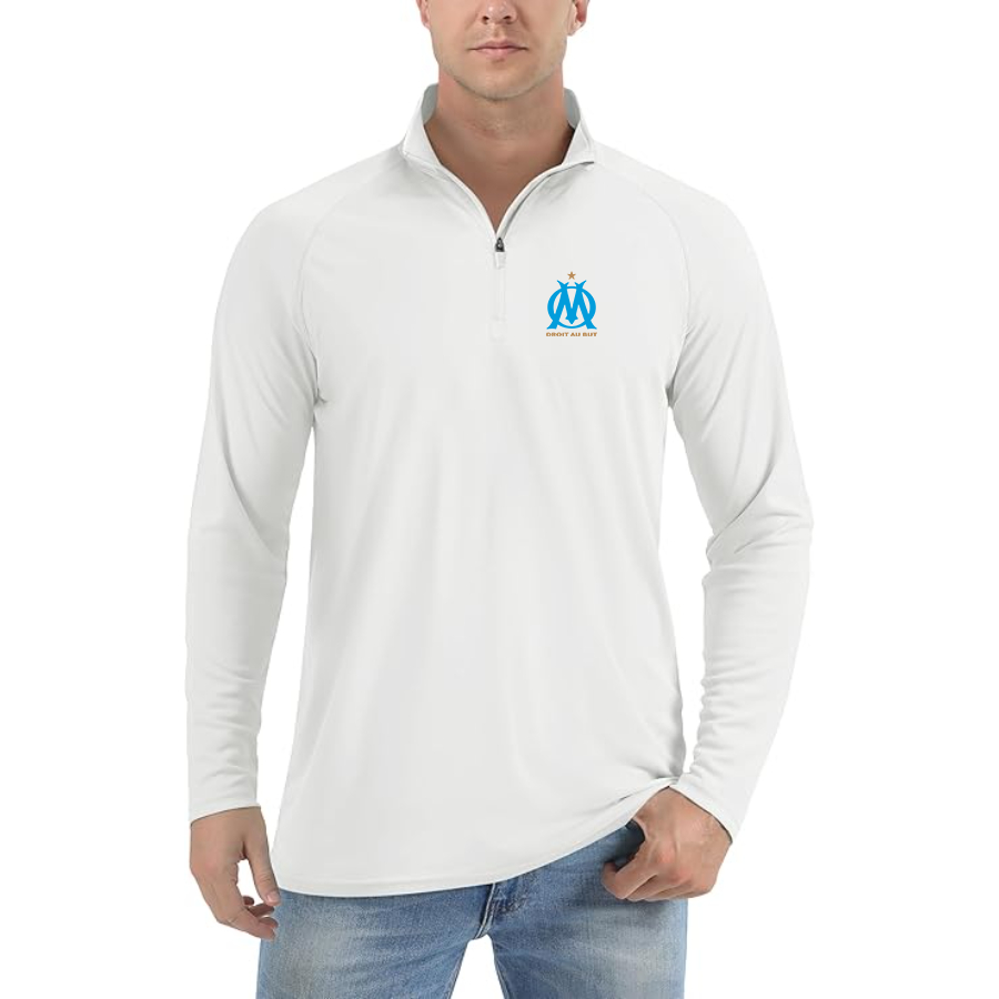 Men’s  Olympique de Marseille FC  - Lightweight Quarter-Zip Athletic Shirt – Long Sleeve Performance Wear