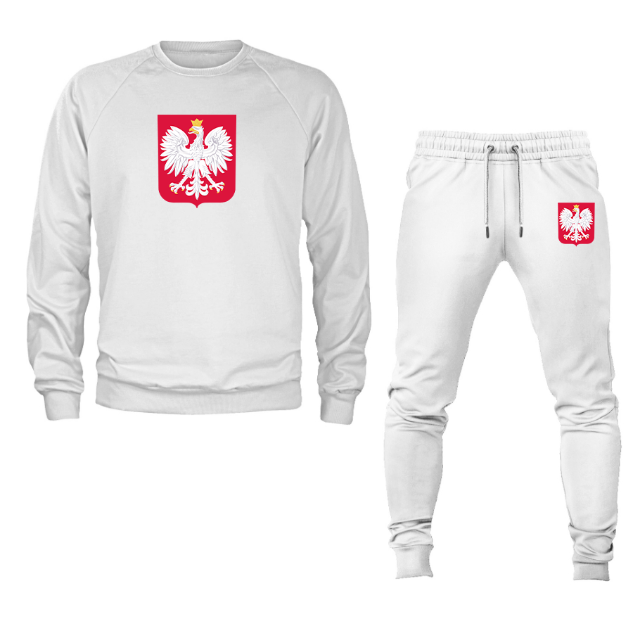 Men's Poland National Soccer Team Crewneck Sweatshirt Joggers Suit