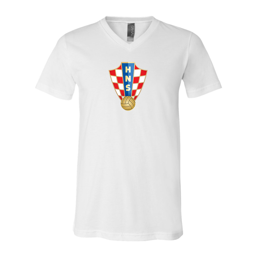 Men’s Croatia National Soccer Team - BELLA + CANVAS - Jersey V-Neck Tee - 3005