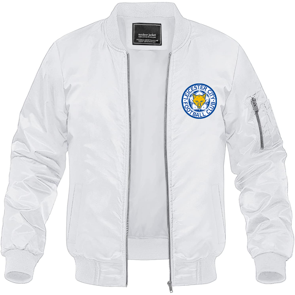 Men's Leicester City FC Lightweight Bomber Jacket Windbreaker Softshell Varsity Jacket Coat