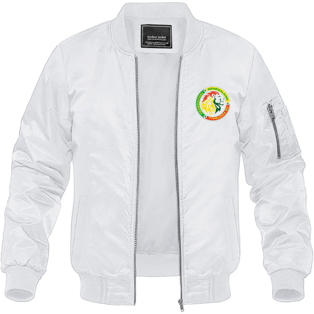 Men's Senegal National Soccer Teams Lightweight Bomber Jacket Windbreaker Softshell Varsity Jacket Coat