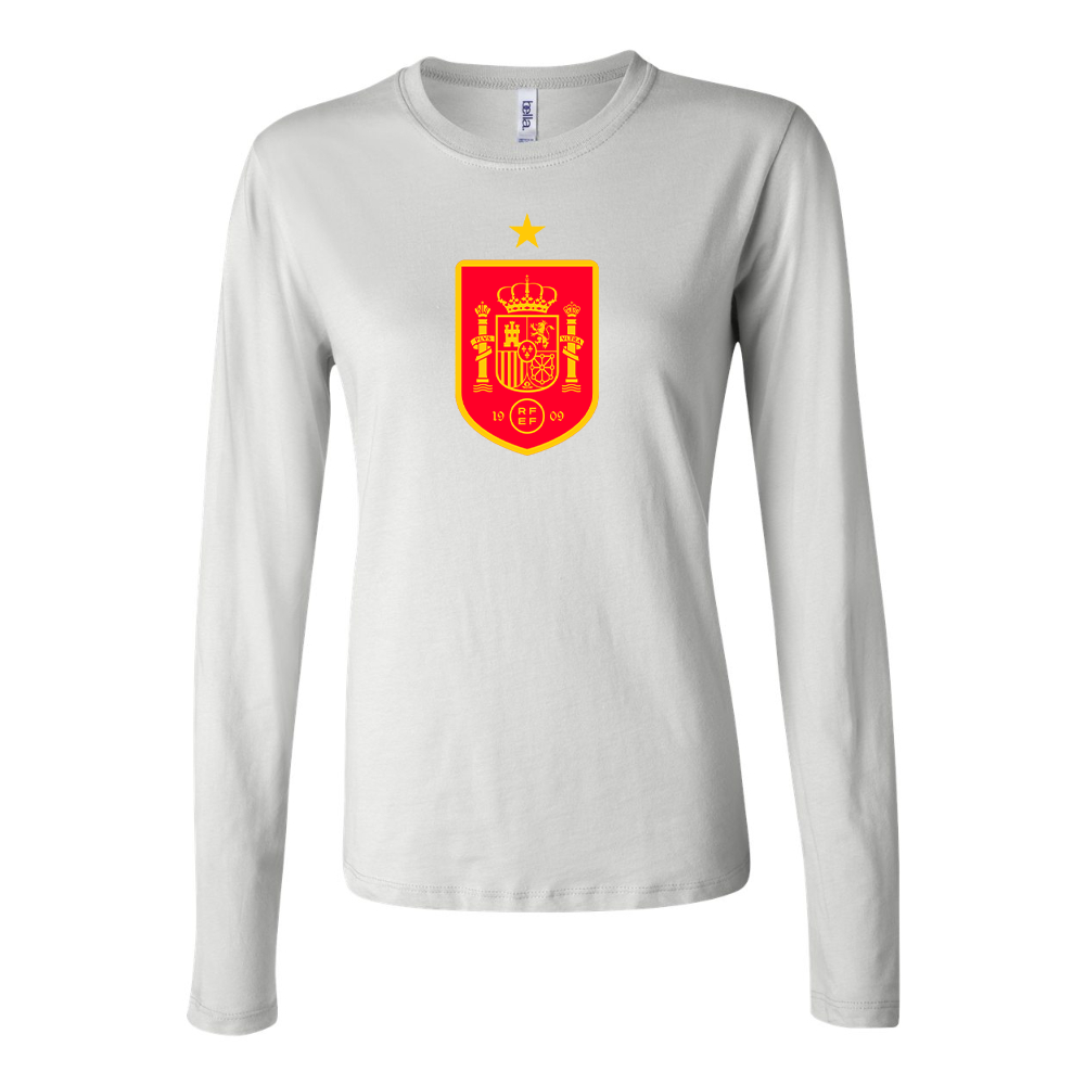 Women's Spain Red Logo National Soccer Team Long Sleeve T-Shirt