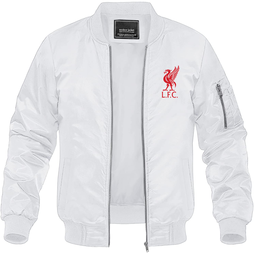 Men's Liverpool L.F.C. Soccer Lightweight Bomber Jacket Windbreaker Softshell Varsity Jacket Coat