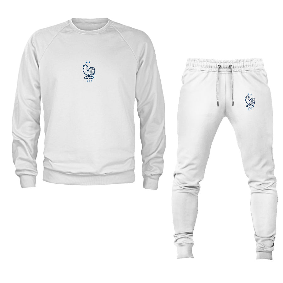 Men's France National Soccer Team Logo Crewneck Sweatshirt Joggers Suit