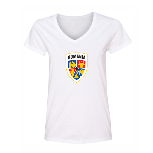Women's Romania National Soccer Team V-Neck T-Shirt