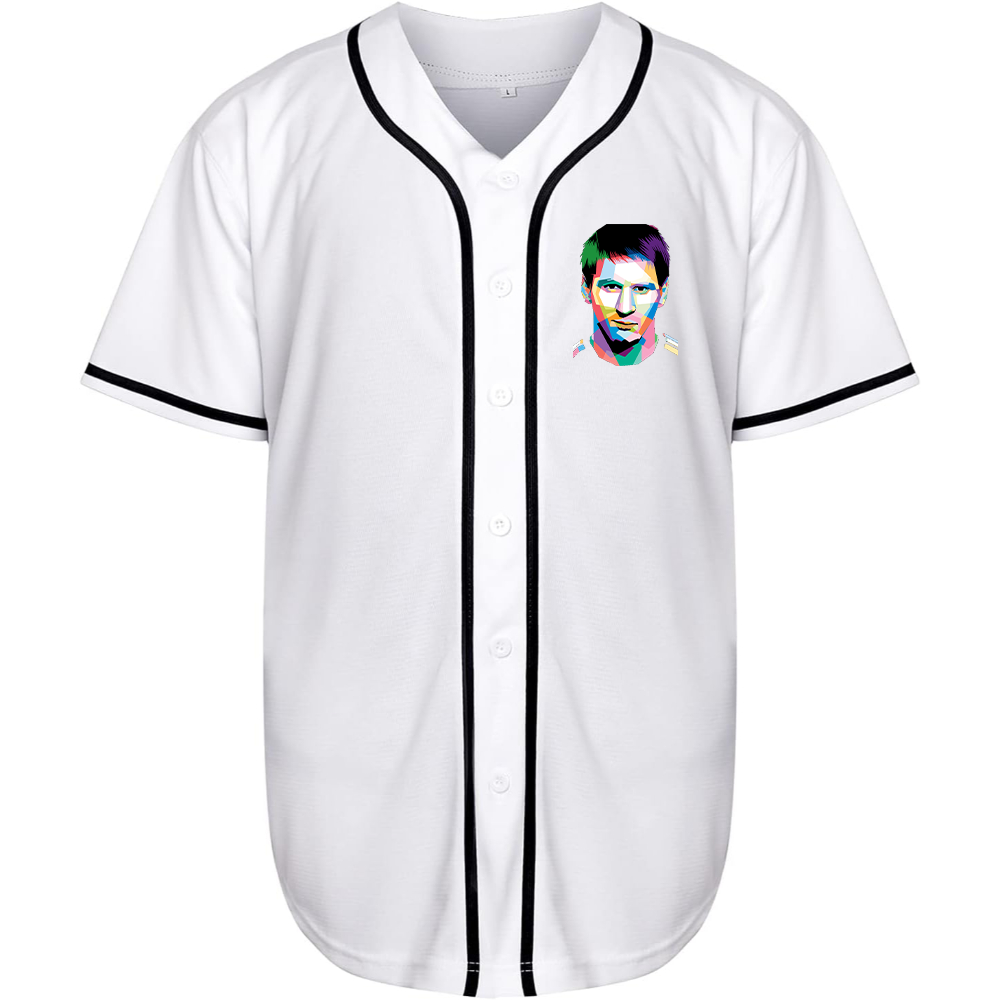 Men's Lionel Messi Face Art Soccer Baseball Jersey