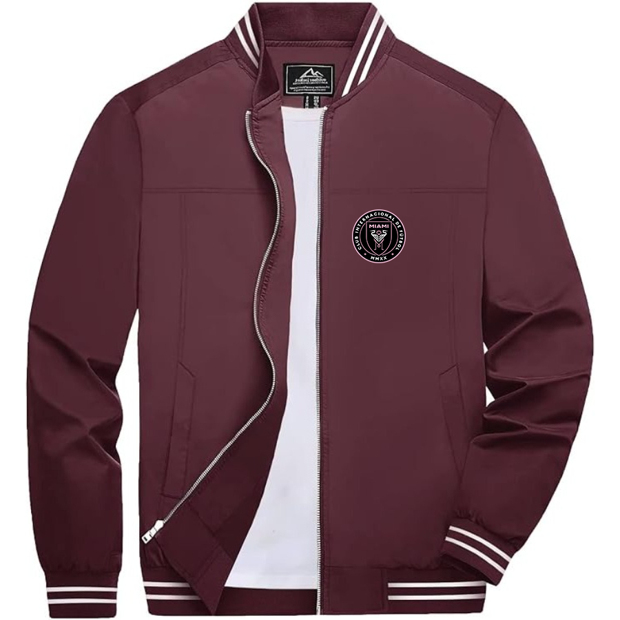 Men’s Inter Miami FC  - Lightweight Zip-Up Bomber Jacket with Ribbed Collar and Cuffs - Versatile Casual Outerwear