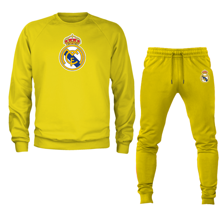 Men’s Real Madrid Soccer Logo Crewneck Sweatshirt Joggers Suit