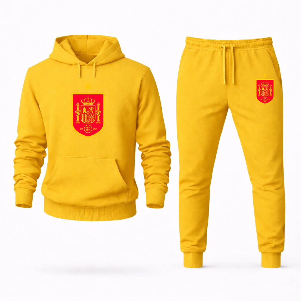 Men's Spain Red Logo National Soccer Team Hoodie Joggers Set