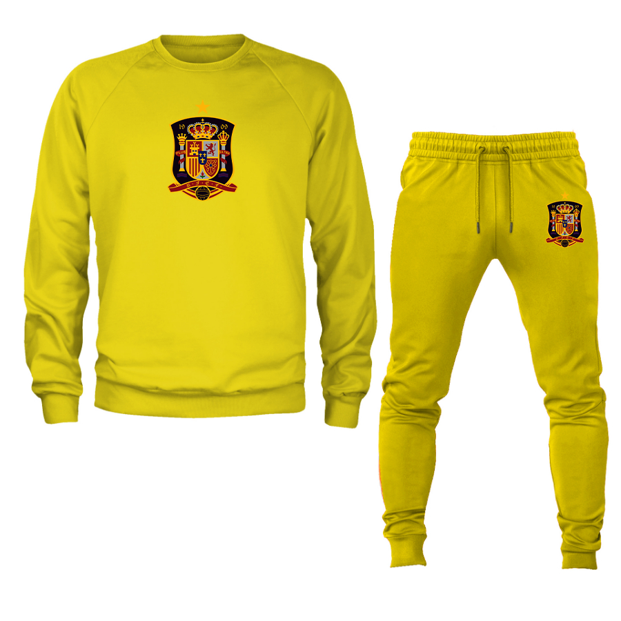 Men's Spain National Soccer Team Crewneck Sweatshirt Joggers Suit