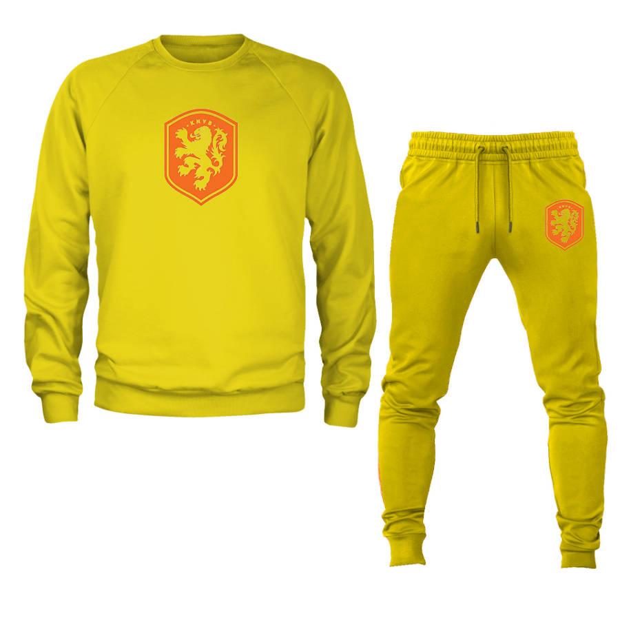 Men's Netherlands National Soccer Team Crewneck Sweatshirt Joggers Suit