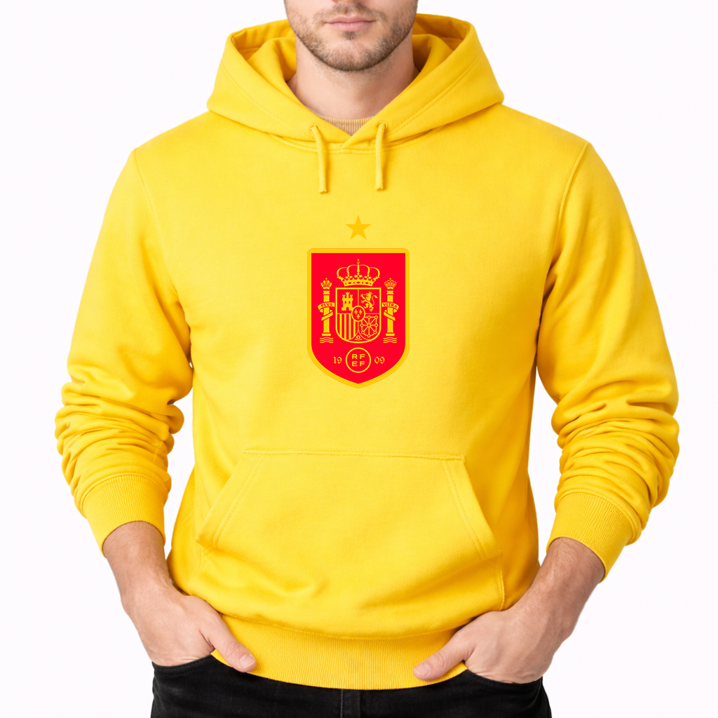 Men's Spain Red Logo National Soccer Team Pullover Hoodie