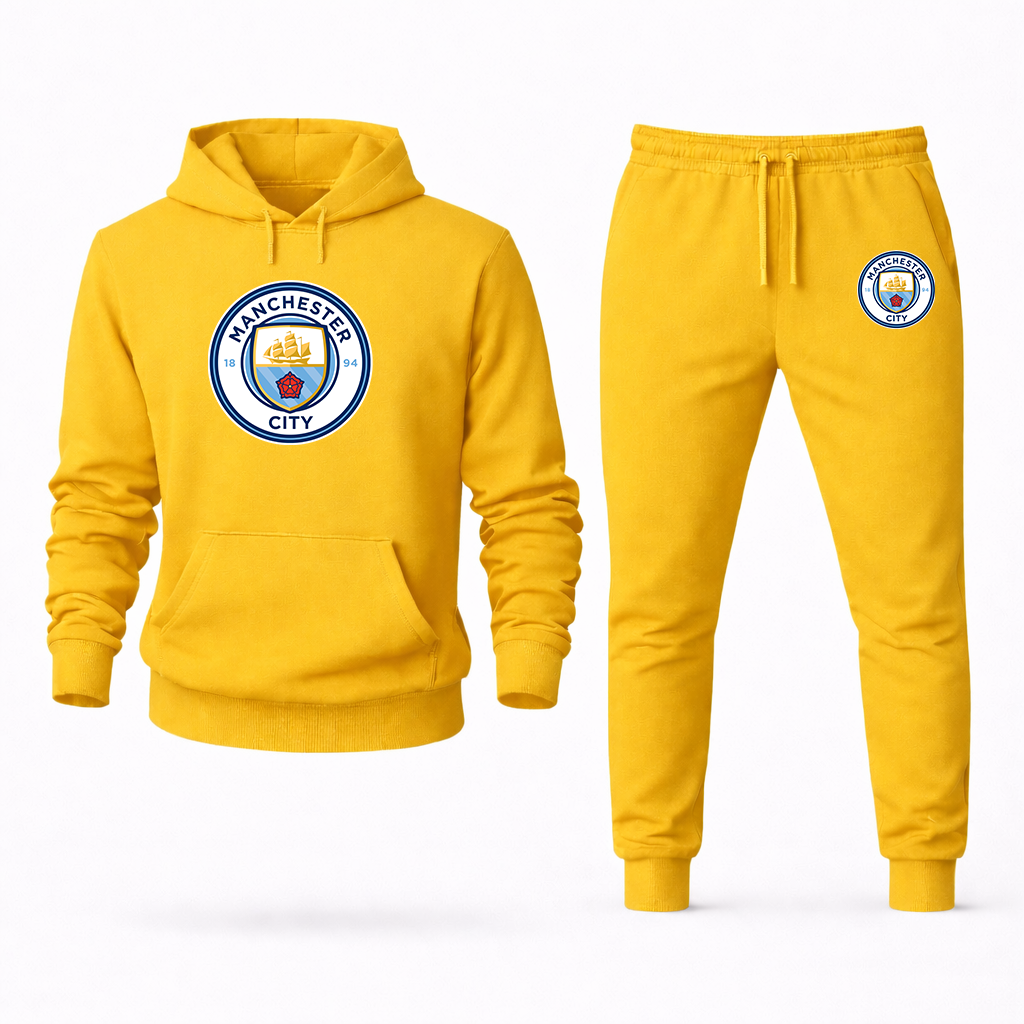 Men's Manchester City Soccer Logo Hoodie Joggers Set
